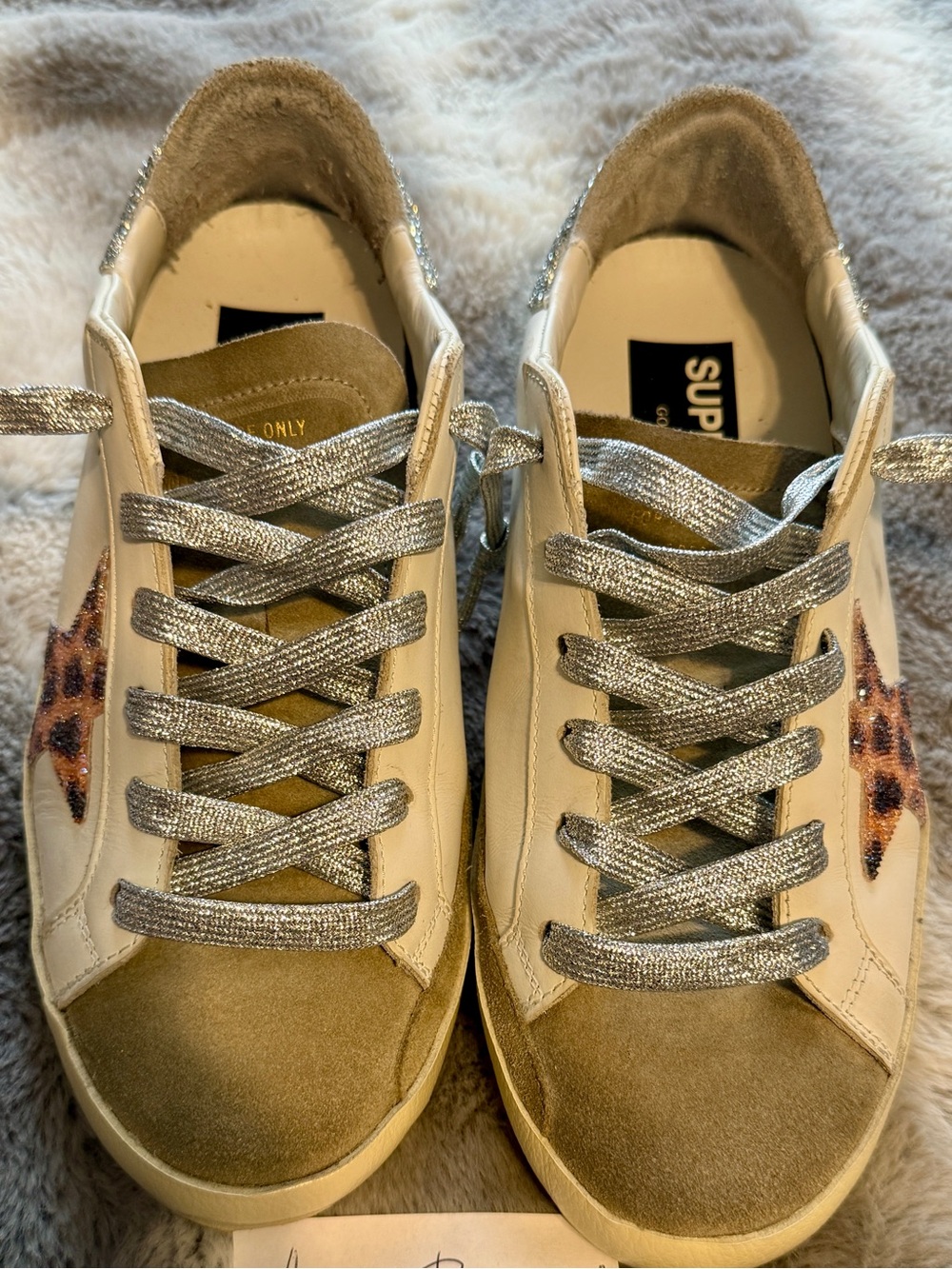 Golden Goose Women's SuperStars Leather Sneaker Swarovski Leopard Star/Heel 38 - Picture 4 of 13